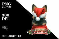 Cute Dog with Santa Hat, Summer PNG Product Image 1
