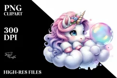 Cute Baby Unicorn Posing as a Dancer with Balloons | Clipart Product Image 1