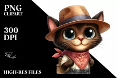 Watercolor Cat with Hat | Shy Eyes | Goofy Smile Product Image 3
