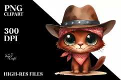 Watercolor Cat with Hat | Shy Eyes | Goofy Smile Product Image 1