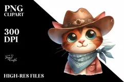 Watercolor Cat with Hat | Shy Eyes | Goofy Smile Product Image 3