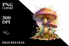 Glossy Mushroom Watercolor PNG Product Image 1