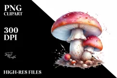 Glossy Mushroom Watercolor PNG Product Image 3