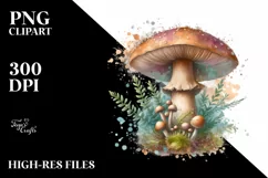 Glossy Mushroom Watercolor PNG Product Image 1