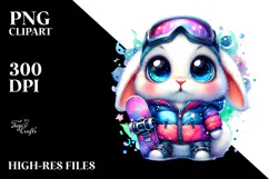 Baby Bunny Snowboard, PNG Product Image 2