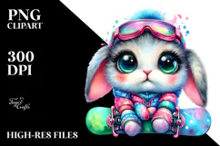 Baby Bunny Snowboard, PNG Product Image 2
