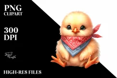 Watercolor Thoughtfull Baby Chiken Sitting Clipart Product Image 1