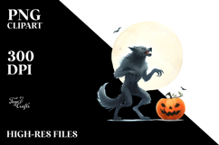 Funny Halloween Werewolf Clipart, PNG Product Image 2