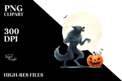 Funny Halloween Werewolf Clipart, PNG Product Image 2