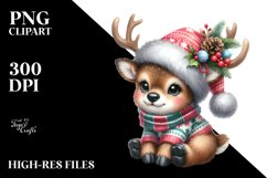 Pastel Christmas Baby Elk Clipart Product Image 3