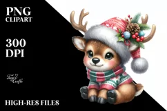Pastel Christmas Baby Elk Clipart Product Image 3