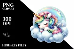 Cute Baby Unicorn in a Bubble | Clipart Product Image 1