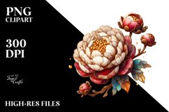 Detailed Wooden Stained Peonies | Sublimation | Clipart Product Image 1