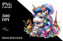 Colorful Baby Unicorn French Court PNG Product Image 2