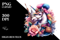 Colorful Baby Unicorn French Court PNG Product Image 2