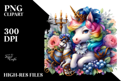 Colorful Baby Unicorn French Court PNG Product Image 2