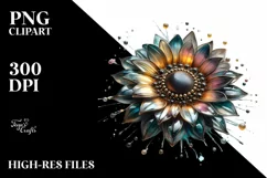 Glossy Sunflower Watercolor Clipart Product Image 3