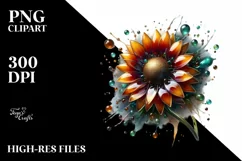 Sunflower Watercolor Glossy Clipart Product Image 3