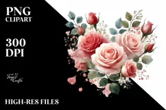 Watercolor Heart with Roses, PNG Product Image 2