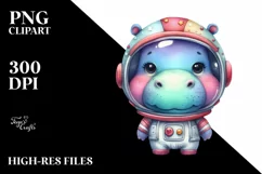 Colorful Wimsical Hippo with Astronaut Helmet Product Image 1