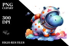 Colorful Wimsical Hippo with Astronaut Helmet Product Image 2