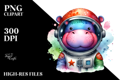 Colorful Wimsical Hippo with Astronaut Helmet Product Image 2