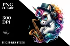 Artistic Unicorn Jazz Club PNG Product Image 1