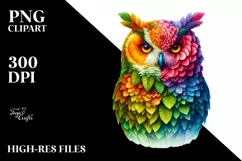 Vibrant Owl with 3D Flowers PNG Product Image 3