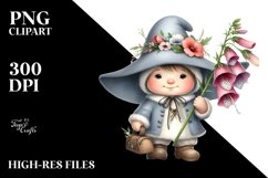 Watercolor Baby Gnome Caring Foxglove PNG Product Image 2