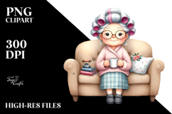 Watercolor Old Lady Sofa Mug | Sublimation | Clipart Product Image 2