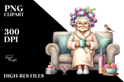 Watercolor Old Lady Sofa Mug | Sublimation | Clipart Product Image 2