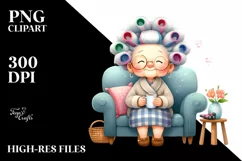 Watercolor Old Lady Sofa Mug | Sublimation | Clipart Product Image 1