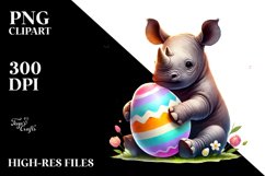Baby Rhino with Easter Egg PNG Product Image 2