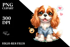 Cute Cavalier King Charles Spaniel, PNG Product Image 2
