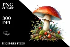 Detailed Mushroom Watercolor PNG Product Image 3