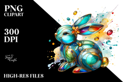 Colorful Bunny on Splashy Background PNG Product Image 2