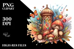 Pastel Wooden Stained Mushroom PNG Product Image 1