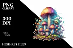 Pastel Wooden Stained Mushroom PNG Product Image 1
