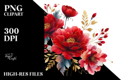 Vibrant Red Flowers with Gold Insertions, Transparent PNG Product Image 2