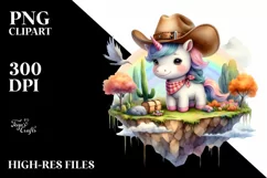 Floating Island Cowboy Hat Unicorn | Clipart Product Image 3