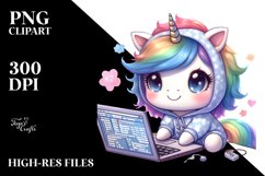 Baby Unicorn Programmer Clipart Product Image 1