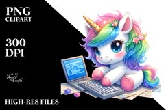 Baby Unicorn in Programmer Style Clipart Product Image 3