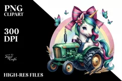 Colorful Baby Unicorn Tractor PNG Product Image 3