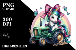 Colorful Baby Unicorn Tractor PNG Product Image 2