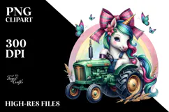 Colorful Baby Unicorn Tractor PNG Product Image 2