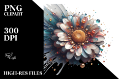 Abstract Gerbera with Golden Insertions PNG Product Image 2