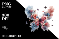 Abstract Flower with Butterfly Silhouettes PNG Product Image 2