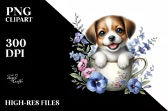 Colorful Babydog Lobelia Floral Frame | Sublimation Clipart Product Image 3