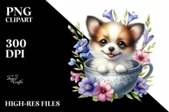 Colorful Babydog Lobelia Floral Frame | Sublimation Clipart Product Image 1