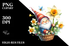 Cute Gnome with Narcissus, Transparent PNG Product Image 2